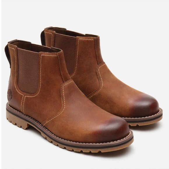 Timberland Men's Larchmont Brown Chelsea waterproof leather Boots A13HZ ALL SIZE - Picture 2 of 9